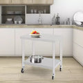 Commercial Stainless Steel Work Table 24x36 Inch Mobile Prep Table with Adjustable Storage Shelf & Locking Wheels