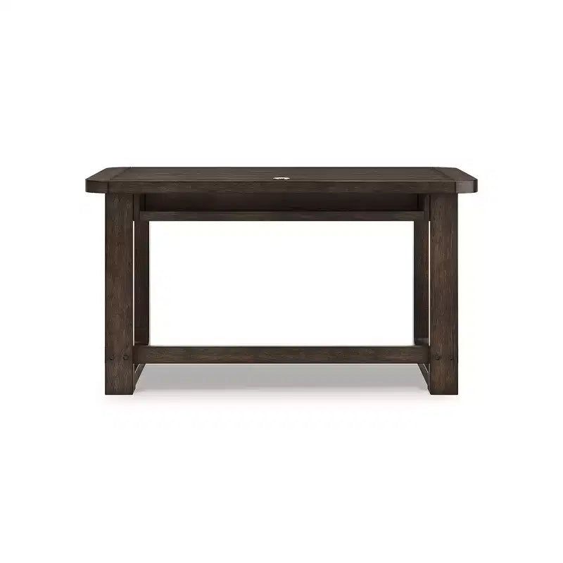 Home Office Desk with 2 Drawers, Dark Brown Wood Finish and Cord Management Cutout