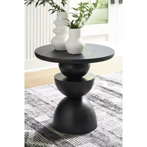 Accent Table, Bronze-Tone Metal Finish, Modern Industrial Design
