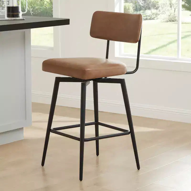 Swivel Counter Height Bar Stool Chairs with Metal Frame, Set of 2