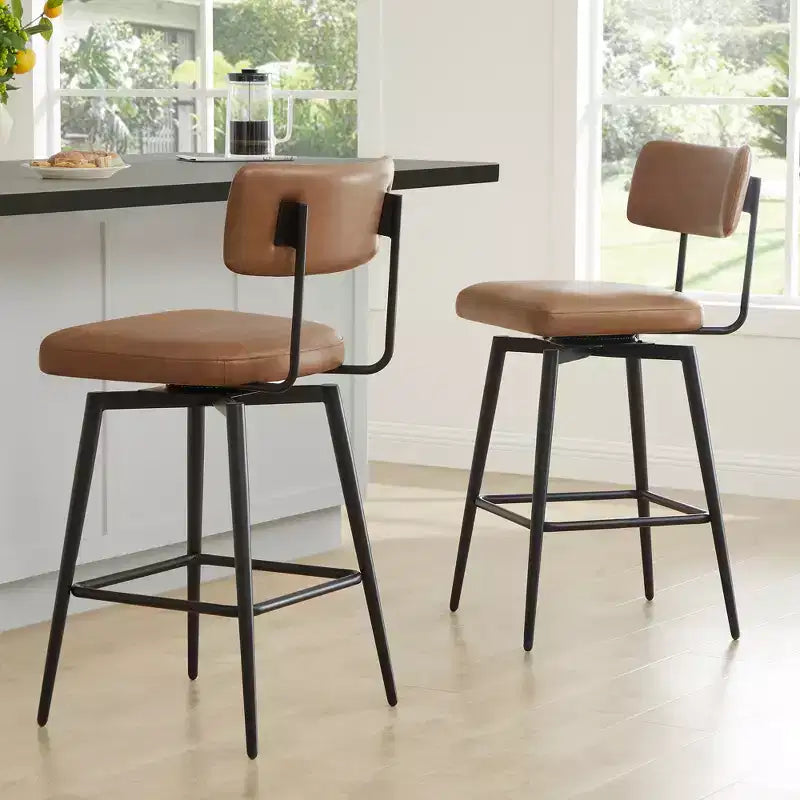 Swivel Counter Height Bar Stool Chairs with Metal Frame, Set of 2