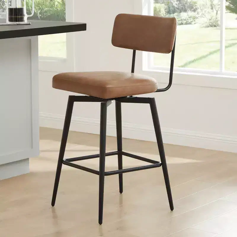 Swivel Counter Height Bar Stool Chairs with Metal Frame, Set of 2