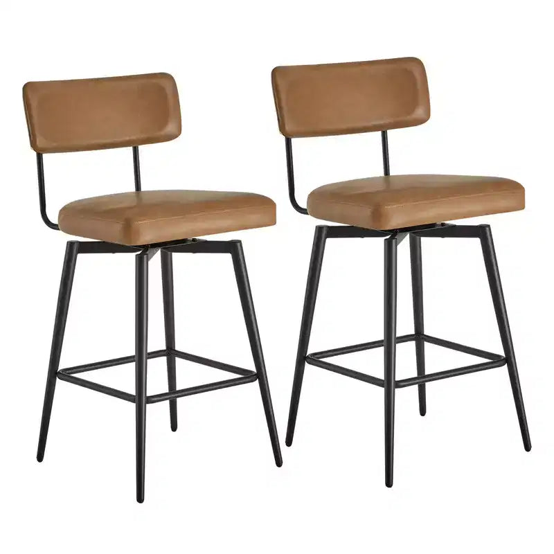 Swivel Counter Height Bar Stool Chairs with Metal Frame, Set of 2