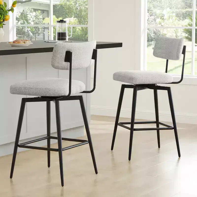 Swivel Counter Height Bar Stool Chairs with Metal Frame, Set of 2