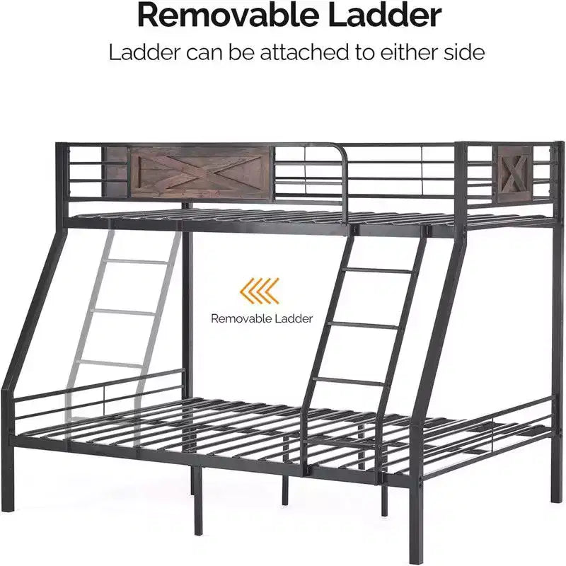 Twin Over Full Bunk Bed with 2 Storage Drawers, Heavy Duty Metal Slat Support, No Box Spring Needed