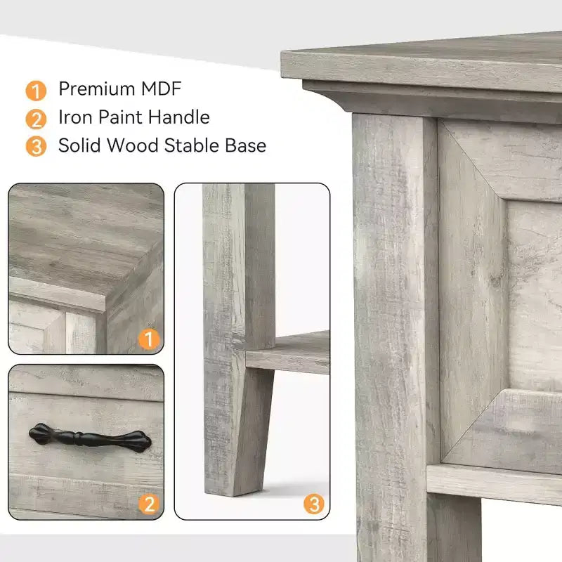 Nightstand End Table with Drawer and 2-Tier Storage Shelves, Bedside Table