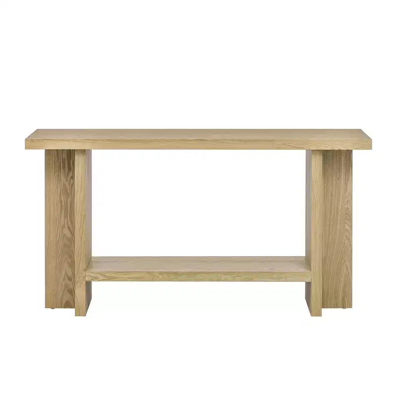 Vintage-Inspired Ash Wood Veneer Console Table with T-Leg