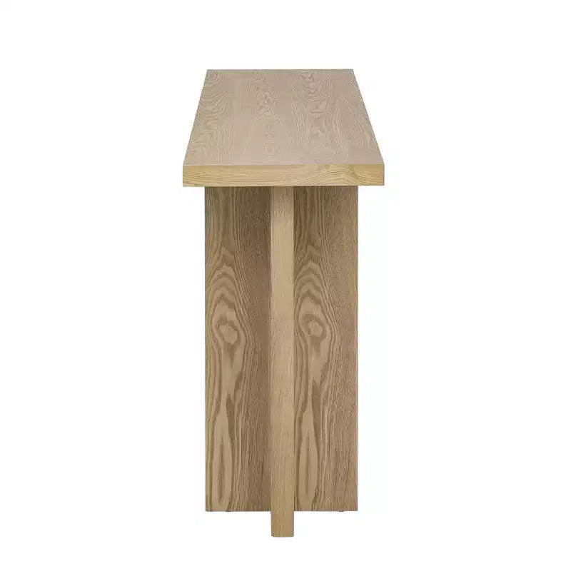 Vintage-Inspired Ash Wood Veneer Console Table with T-Leg
