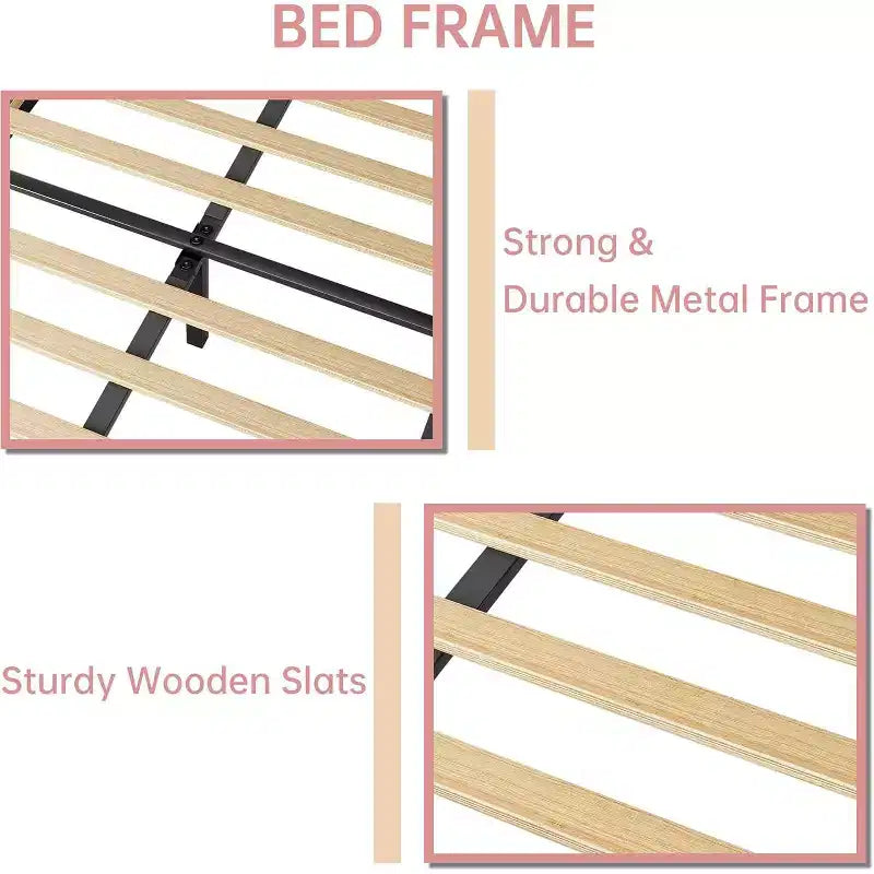 Twin / Twin XL Upholstered Bed Frame with Adjustable Headboard, Velvet, Sturdy Slats, No Box Spring Needed