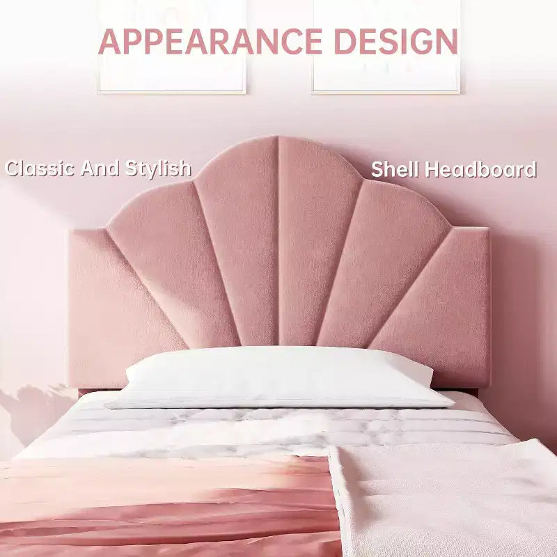 Twin / Twin XL Upholstered Bed Frame with Adjustable Headboard, Velvet, Sturdy Slats, No Box Spring Needed