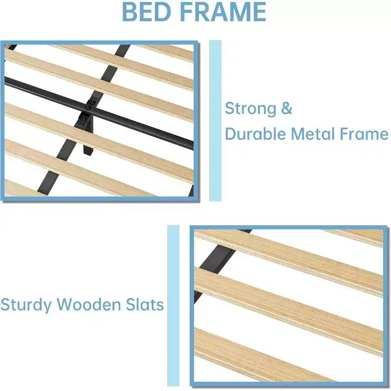 Twin / Twin XL Upholstered Bed Frame with Adjustable Headboard, Velvet, Sturdy Slats, No Box Spring Needed