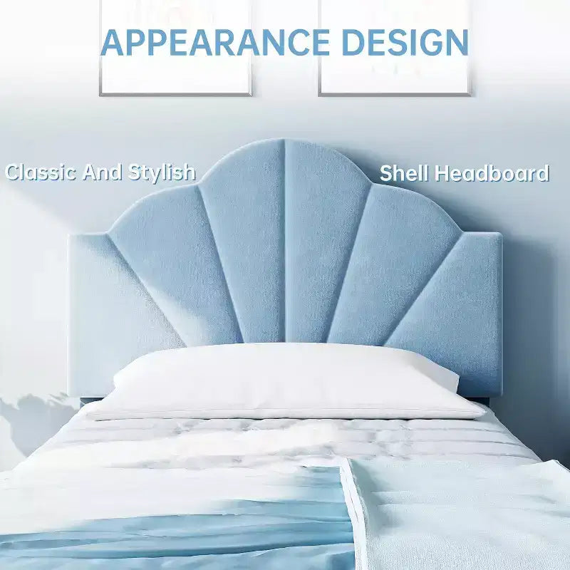 Twin / Twin XL Upholstered Bed Frame with Adjustable Headboard, Velvet, Sturdy Slats, No Box Spring Needed