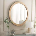 Round Wall Mirror, 35.8 x 35.8 in., Natural Wood Frame