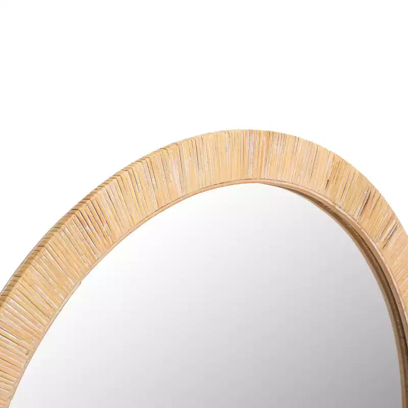 Round Wall Mirror, 35.8 x 35.8 in., Natural Wood Frame