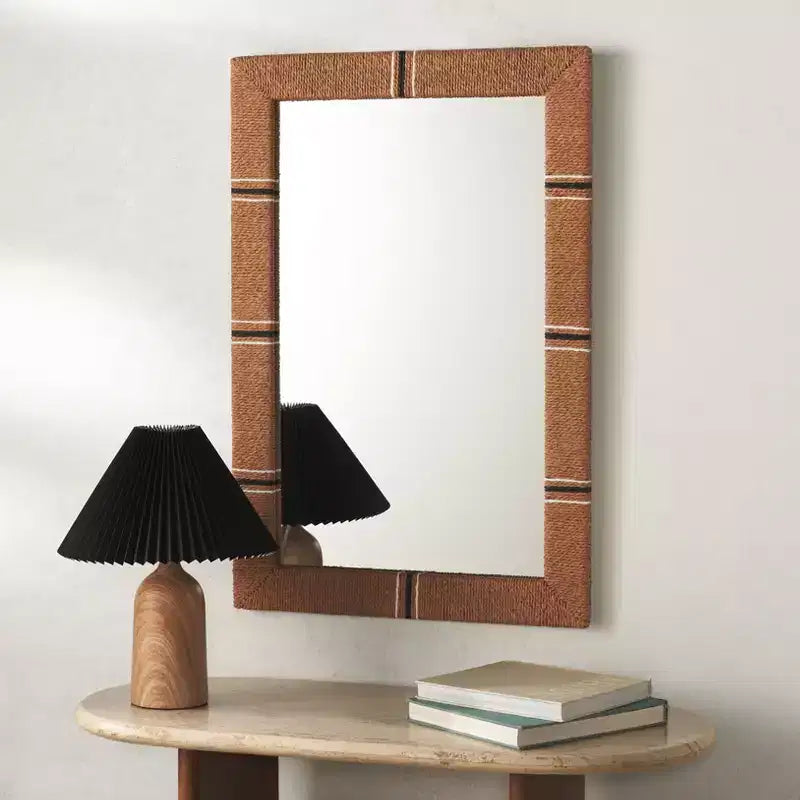 Rectangle Wall Mirror, 23.82 x 35.8 in., Natural Rope Frame