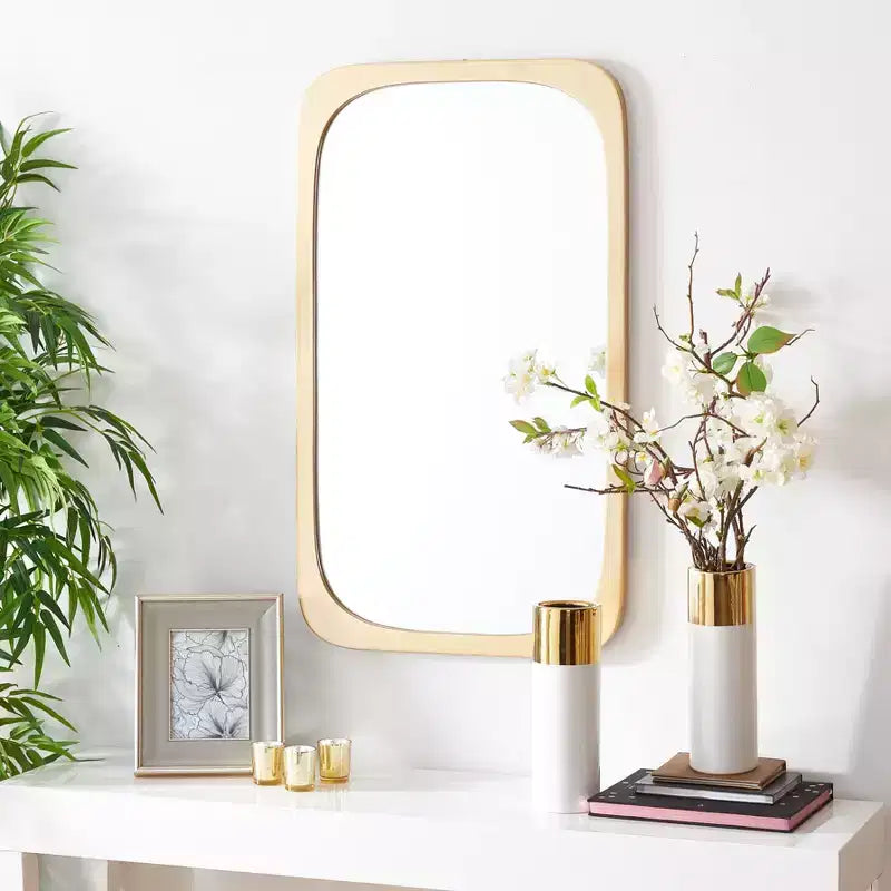 Rectangle Wall Mirror, 21 x 36 in., Gold Iron Frame