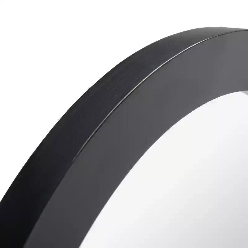 Round Wall Mirror, 17.5 x 17.5 in., Black and Natural Wood Frame