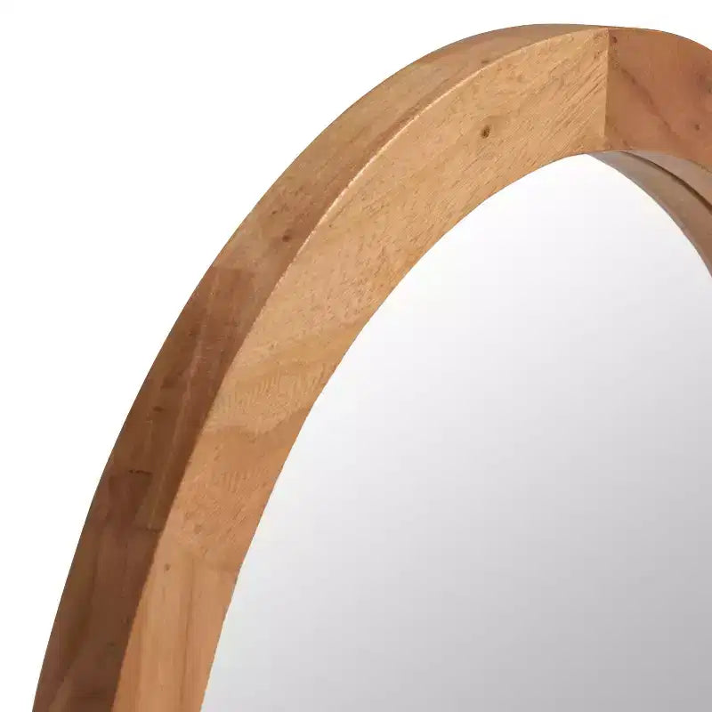 Round Wall Mirror, 17.5 x 17.5 in., Black and Natural Wood Frame