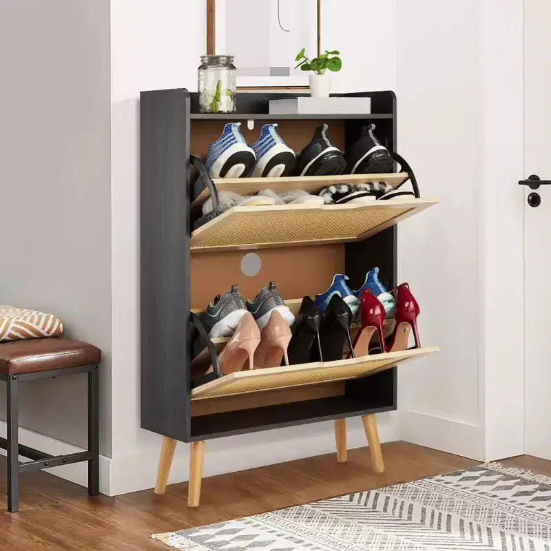 Shoe Storage Cabinet with Flip-Drawers, Ventilated & Odor-Resistant Organizer for 15-20 Pairs, Anti-Tip