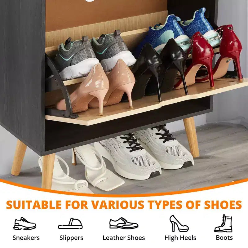 Shoe Storage Cabinet with Flip-Drawers, Ventilated & Odor-Resistant Organizer for 15-20 Pairs, Anti-Tip