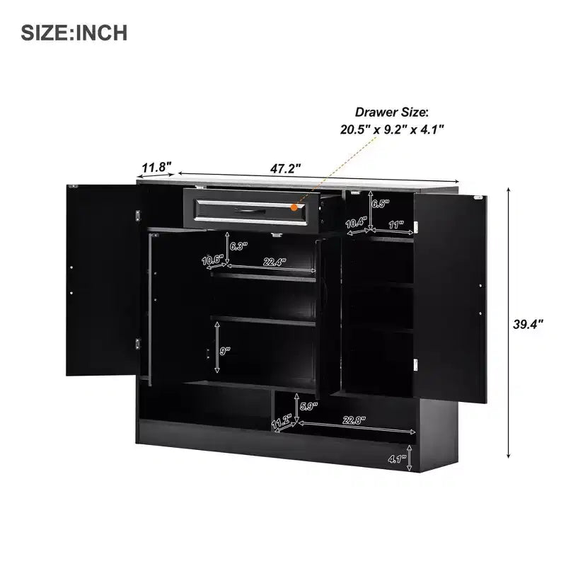 Shoe Cabinet with 4 Doors, 1 Drawer and Adjustable Shelves, Entryway Cabinet for Living Room