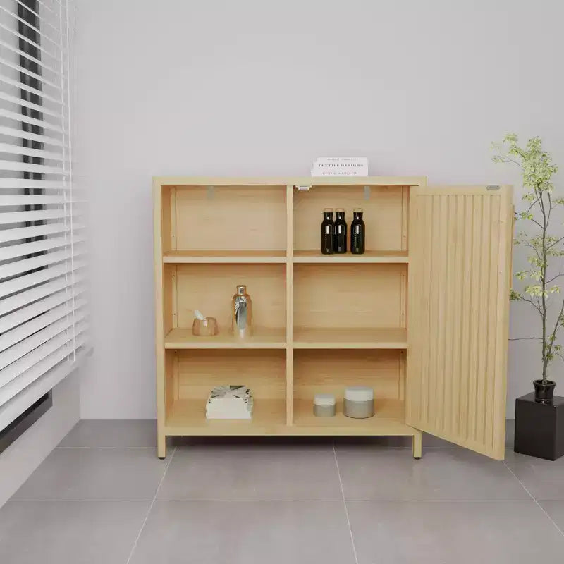 Bamboo Narrow Shoe Cabinet with 2 Doors and 3 Shelves, Shoe Storage for Entryway, Foyer, Hallway, Bedroom