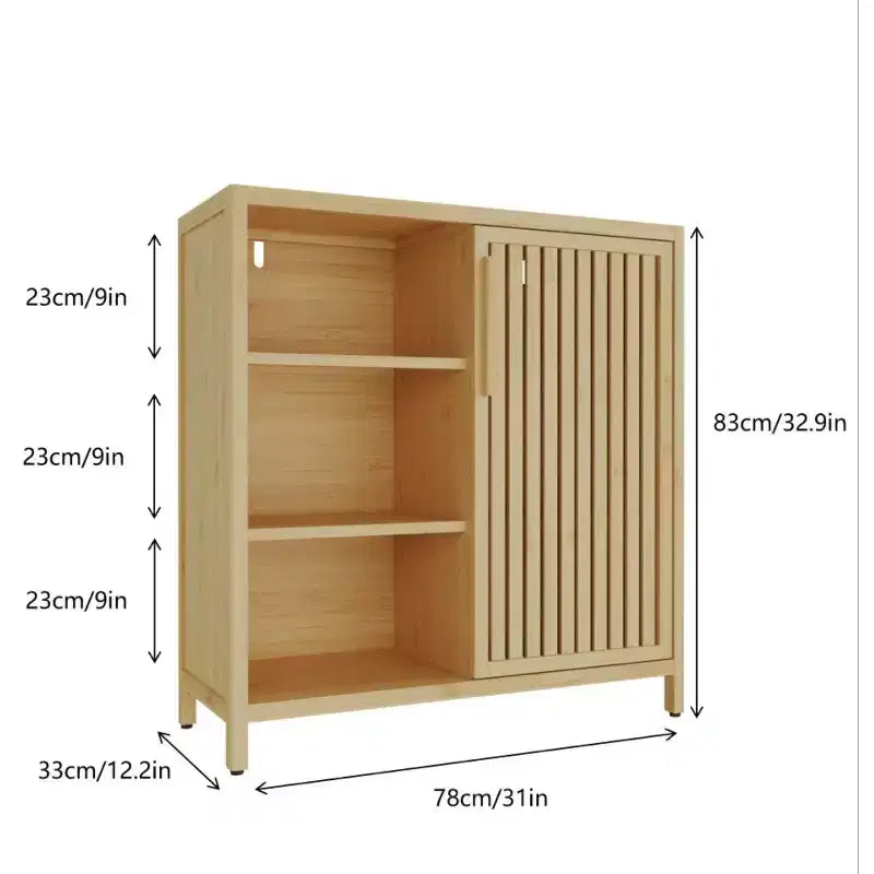 Bamboo Narrow Shoe Cabinet with 2 Doors and 3 Shelves, Shoe Storage for Entryway, Foyer, Hallway, Bedroom