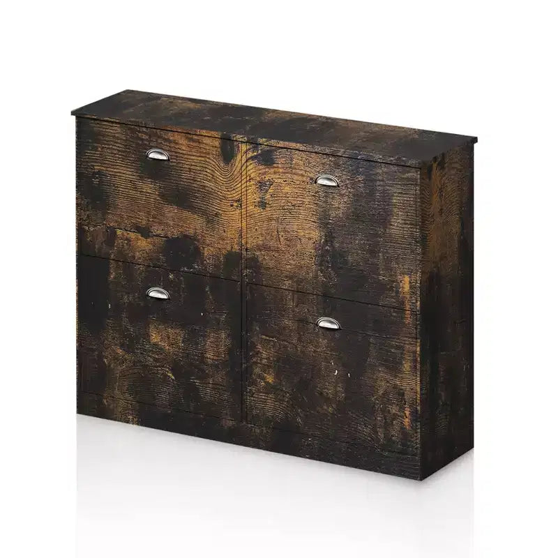 Narrow Shoe Cabinet with 4 Drawers and Metal Handle, Shoe Storage for Entryway, Foyer, Hallway, Bedroom