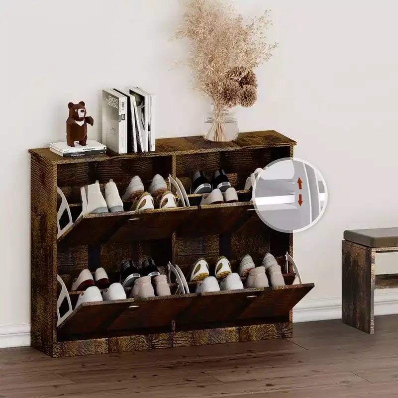 Narrow Shoe Cabinet with 4 Drawers and Metal Handle, Shoe Storage for Entryway, Foyer, Hallway, Bedroom