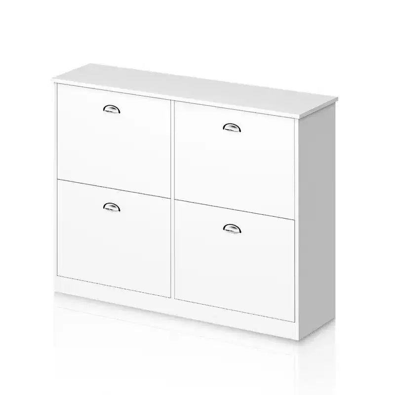 Narrow Shoe Cabinet with 4 Drawers and Metal Handle, Shoe Storage for Entryway, Foyer, Hallway, Bedroom