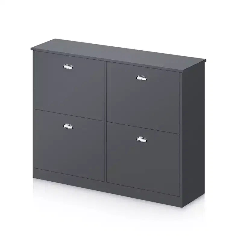 Narrow Shoe Cabinet with 4 Drawers and Metal Handle, Shoe Storage for Entryway, Foyer, Hallway, Bedroom