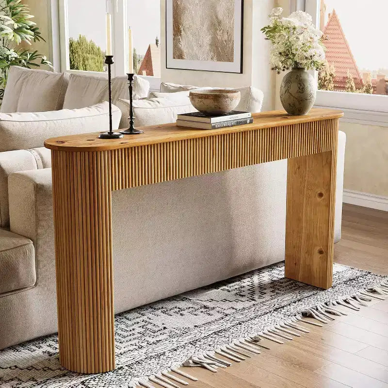 Solid Wood Console Table, 63" Long Entryway Table, Sofa Table for Living Room, Hallway, Entrance