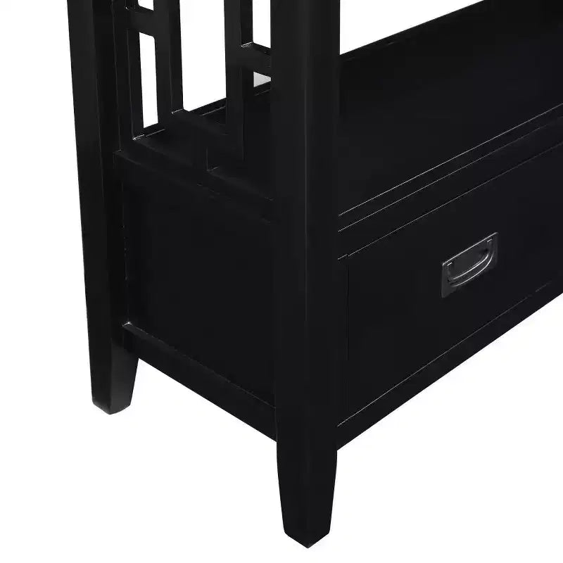 Farmhouse Wood Console Table with 4 Drawers and 1 Storage Shelf for Entryway and Living Room, Black