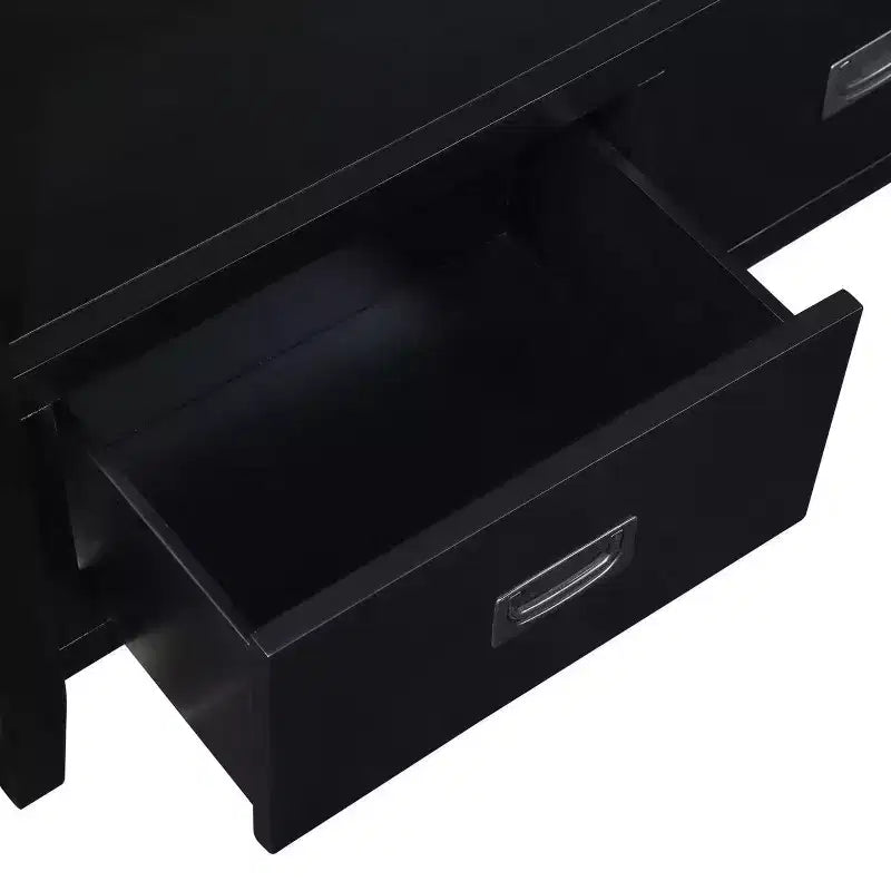 Farmhouse Wood Console Table with 4 Drawers and 1 Storage Shelf for Entryway and Living Room, Black