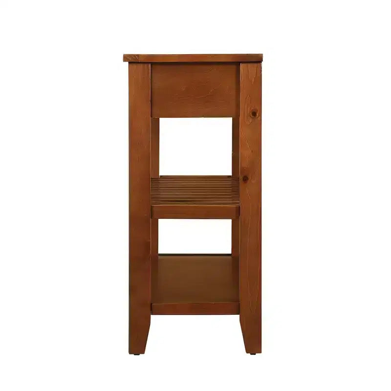 Console Table with 2 Storage Drawers and 2-Tier Shelves for Living and Dining Room, Brown