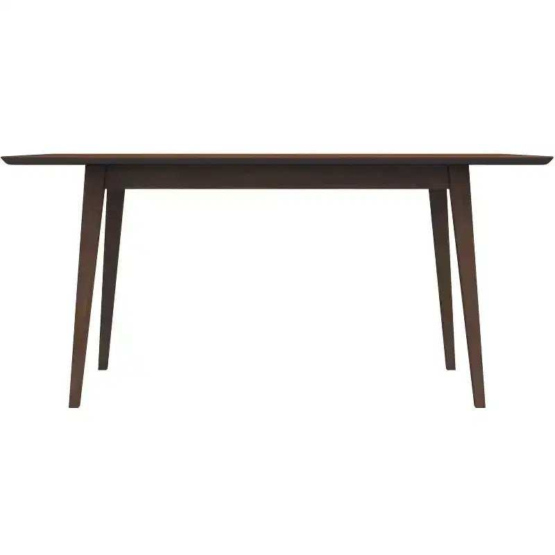 Mid-Century Solid Wood Dining Table  4-6 Seats, Brown Beveled Finish