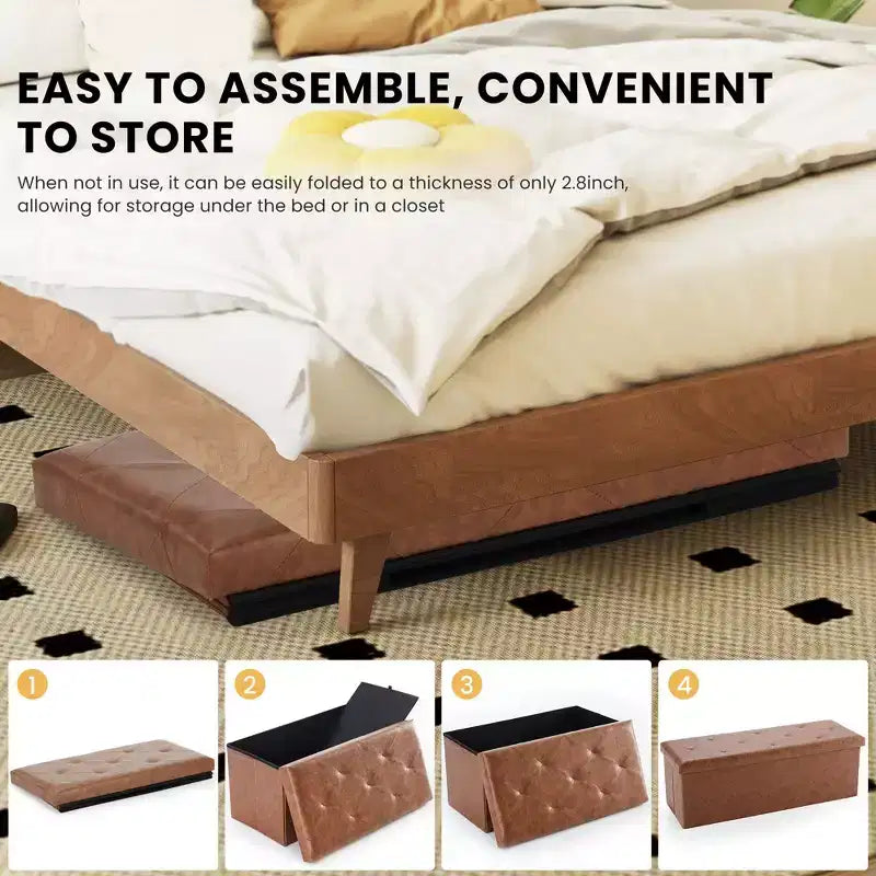 Wide Rectangle Storage Ottoman Bench