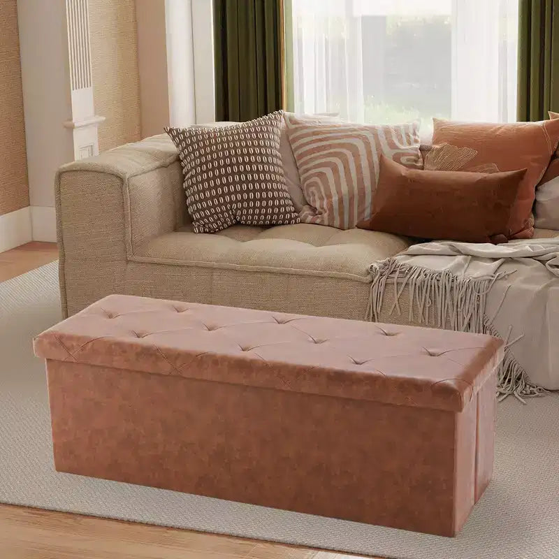 Wide Rectangle Storage Ottoman Bench