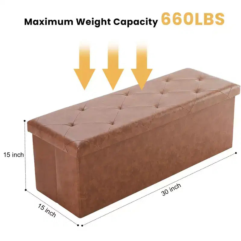 Wide Rectangle Storage Ottoman Bench