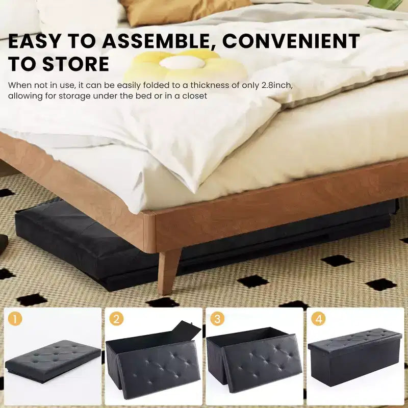Wide Rectangle Storage Ottoman Bench