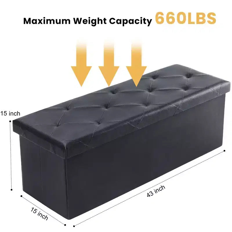 Wide Rectangle Storage Ottoman Bench