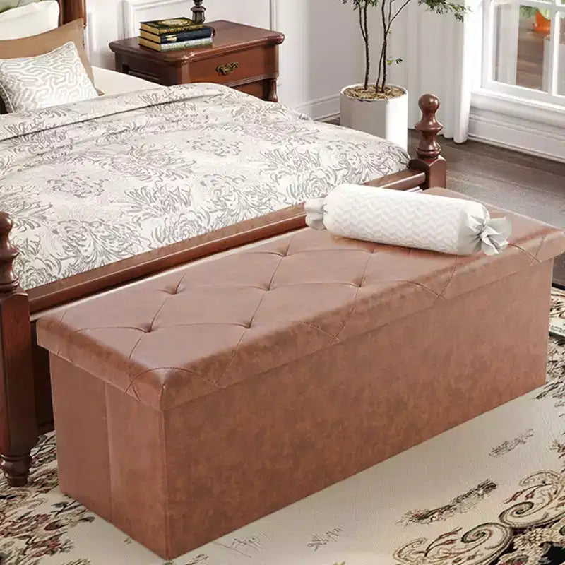 Wide Rectangle Storage Ottoman Bench