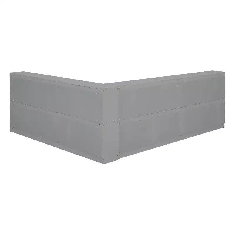 Full Size L-Shaped Bed with Bookcase Headboard, Wood Daybed Frame for Adults, Kids, Teens, Grey