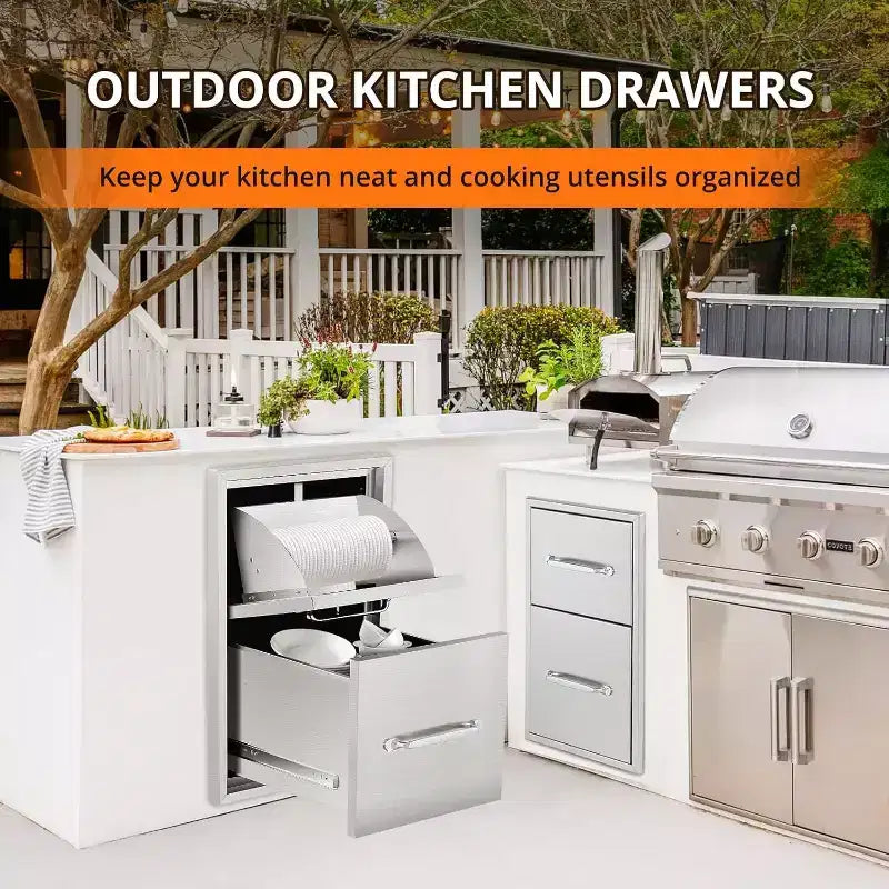 Triple Kitchen Drawers with Paper Towel Holder