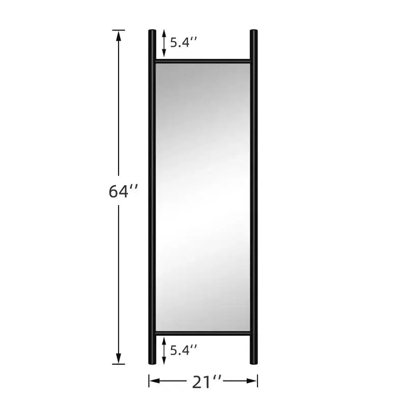 Full-Length Mirror with Solid Wood Ladder Frame, Walnut, 63x24 in., Wall Mount