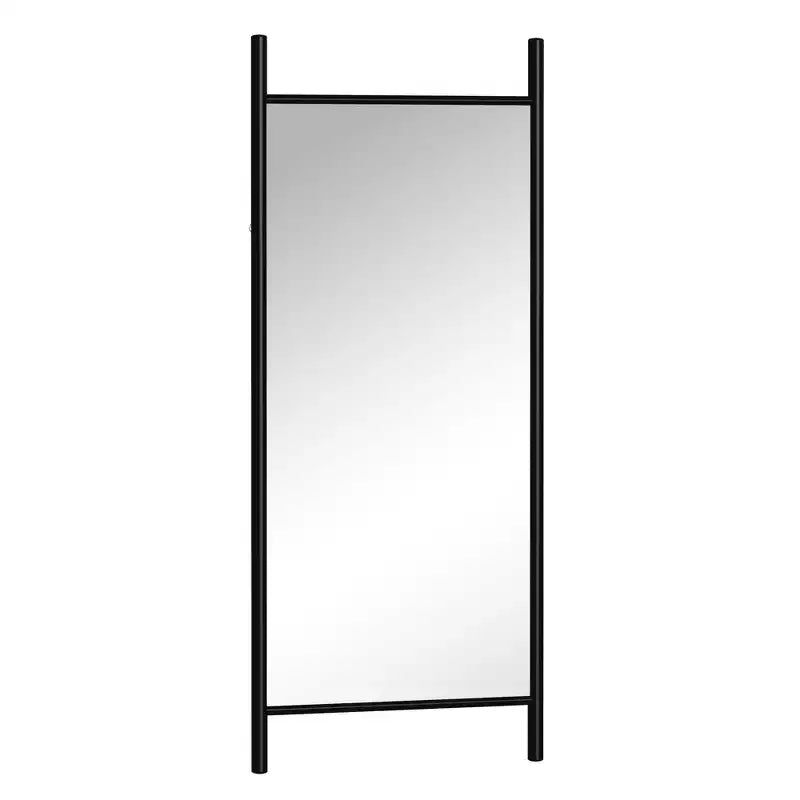 Full-Length Mirror with Solid Wood Ladder Frame, Walnut, 63x24 in., Wall Mount