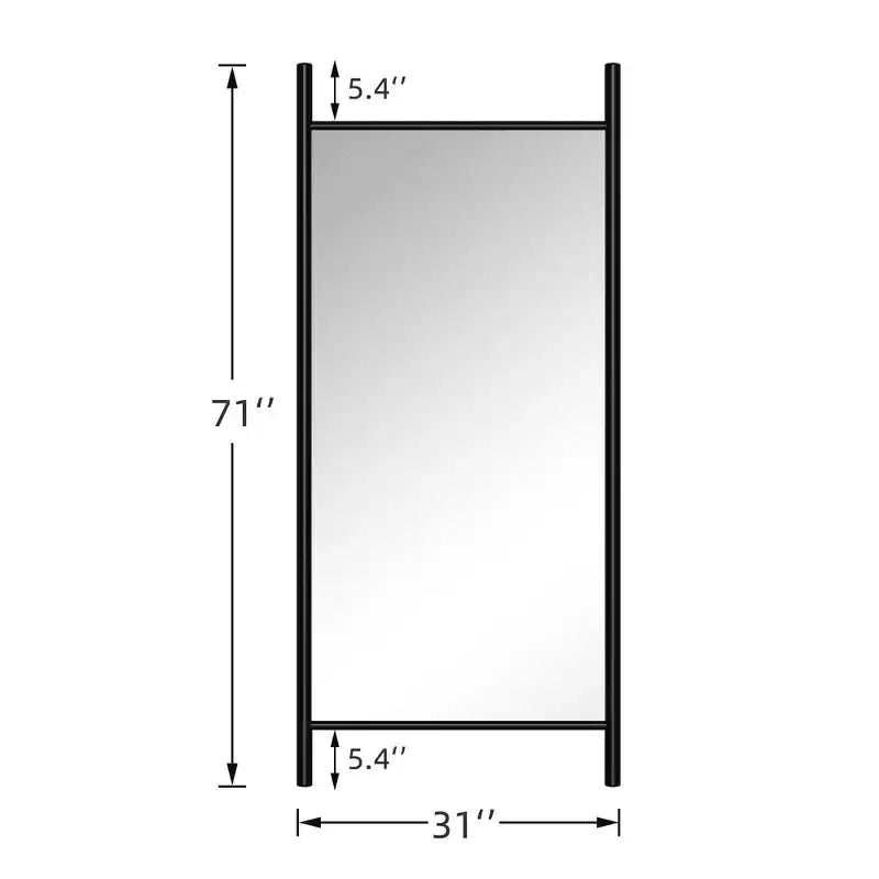 Full-Length Mirror with Solid Wood Ladder Frame, Walnut, 63x24 in., Wall Mount
