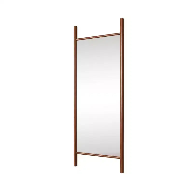 Full-Length Mirror with Solid Wood Ladder Frame, Walnut, 63x24 in., Wall Mount