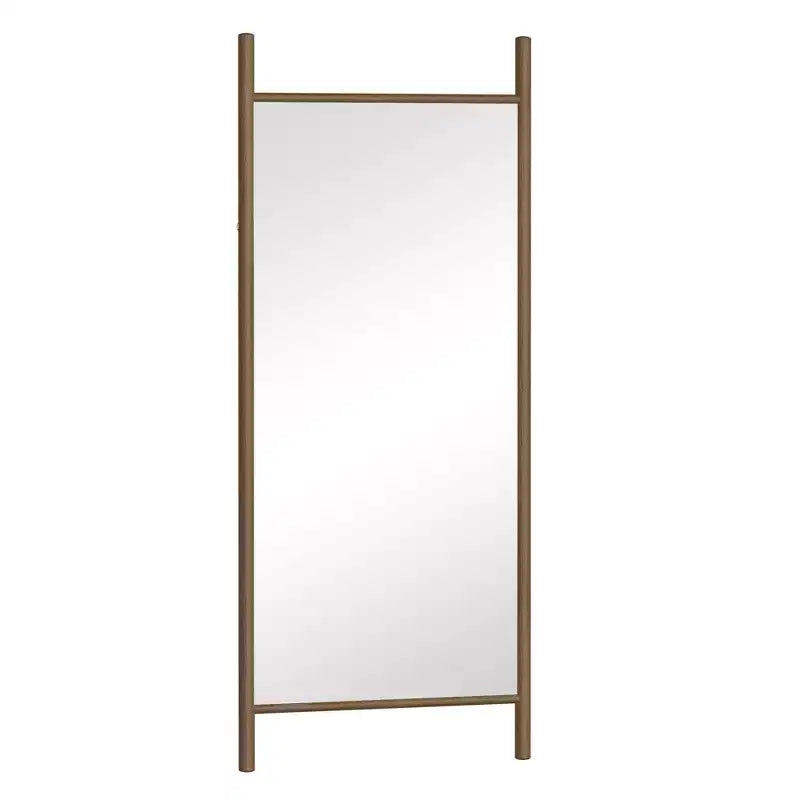 Full-Length Mirror with Solid Wood Ladder Frame, Walnut, 63x24 in., Wall Mount