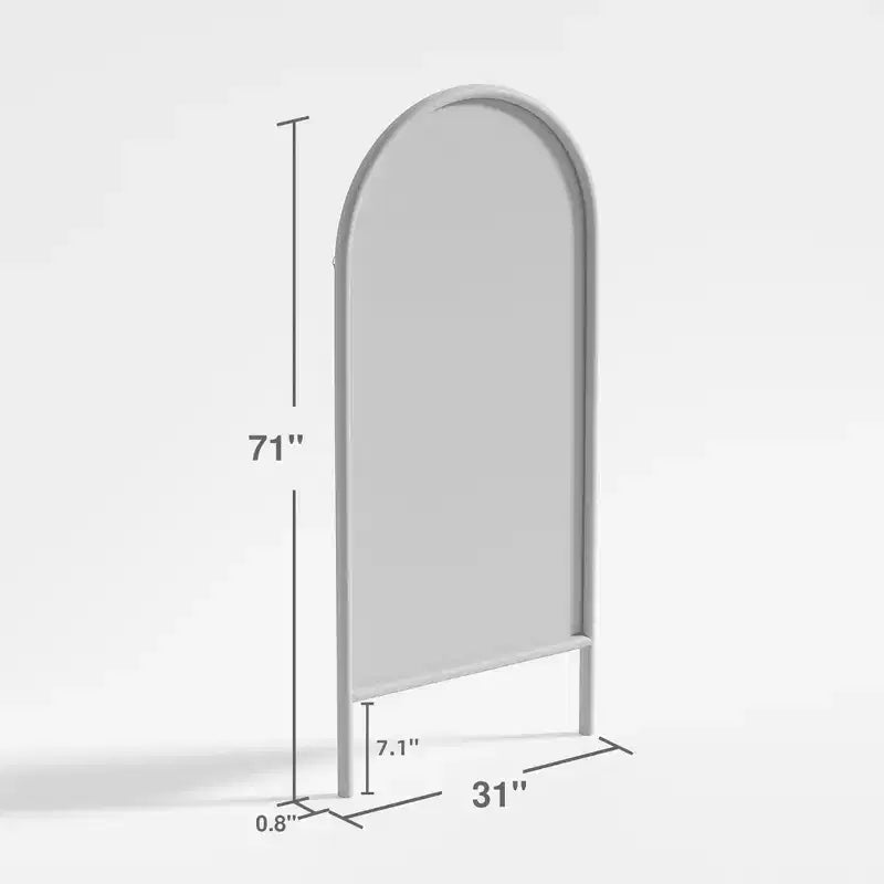 Full-Length Mirror with Solid Wood Ladder Frame, Walnut, 63x24 in., Wall Mount